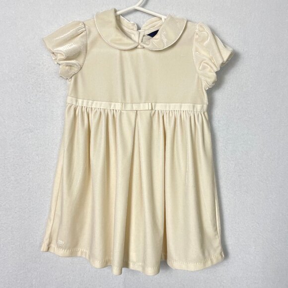 Ralph Lauren Short Sleeve Cream Velvet Dress Girls Size 24 Months - Picture 1 of 9